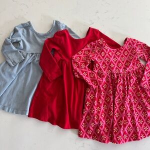 Hanna Andersson Kids Dress Trio - Blue, Red & Red Floral